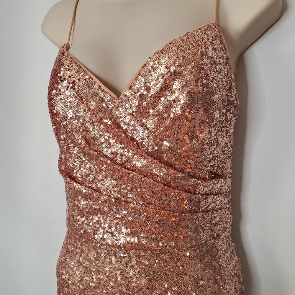 Watters Anzen 5300 Sequin Maxi Evening Dress Gown Rose Gold Wedding Size 10 - Picture 6 of 11